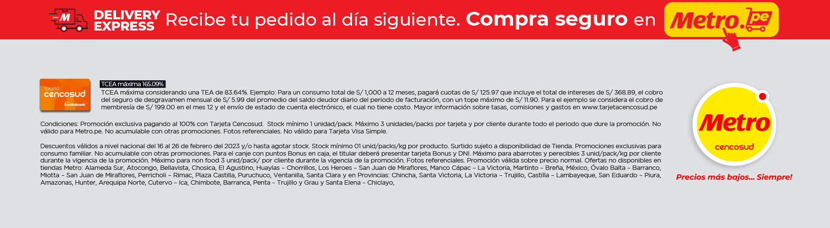 metro pescados y mariscos 2023